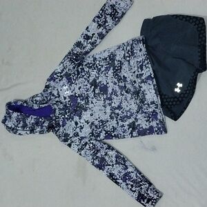 Under Armour Gray and Purple Set: Shorts And Lightweight Sweatshirt Youth Medium